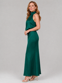Eudora | Women's Sleeveless Halter Draped Midi Autumn Wedding Guest Dress