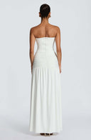 Everleigh | Women's Strapless Plunge Neck Drop Waist Ruched Maxi Dress