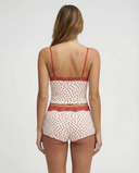 Fabiana | Women's Heart Print V Neck Lace Trim Spaghetti Strap Pajama Set with Shorts