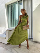 Felicity | Women's One-Shoulder Pleated Maxi Wedding Guest Dress