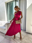 Felicity | Women's One-Shoulder Pleated Maxi Wedding Guest Dress
