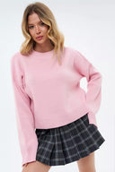 Fern | Women's Crew Neck Raglan Long Sleeve Ribbed Trim Knit Sweater
