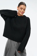 Fern | Women's Crew Neck Raglan Long Sleeve Ribbed Trim Knit Sweater