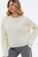 Fern | Women's Crew Neck Raglan Long Sleeve Ribbed Trim Knit Sweater