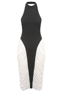 Francesca | Women's High-Neck Sleeveless Backless Pleated Midi Dress