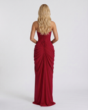 Freyja | Women's Strapless Draped Front High Slit Ruched Maxi Dress