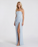 Freyja | Women's Strapless Draped Front High Slit Ruched Maxi Dress
