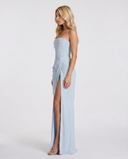 Freyja | Women's Strapless Draped Front High Slit Ruched Maxi Dress