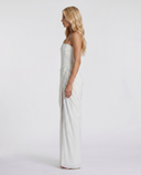 Freyja | Women's Strapless Draped Front High Slit Ruched Maxi Dress