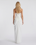 Freyja | Women's Strapless Draped Front High Slit Ruched Maxi Dress