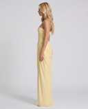 Freyja | Women's Strapless Draped Front High Slit Ruched Maxi Dress