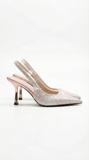 Frida | Women’s Textured Pointed Toe Slingback Heel Sandals