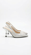 Frida | Women’s Textured Pointed Toe Slingback Heel Sandals