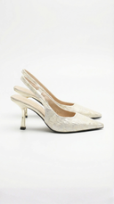 Frida | Women’s Textured Pointed Toe Slingback Heel Sandals