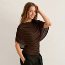Gemma | Women's Draped Cowl Neck Cap Sleeve Summer Party Top