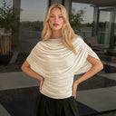 Gemma | Women's Draped Cowl Neck Cap Sleeve Summer Party Top
