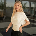 Gemma | Women's Draped Cowl Neck Cap Sleeve Summer Party Top