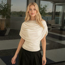 Gemma | Women's Draped Cowl Neck Cap Sleeve Summer Party Top