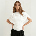 Gemma | Women's Draped Cowl Neck Cap Sleeve Summer Party Top