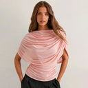 Gemma | Women's Draped Cowl Neck Cap Sleeve Summer Party Top
