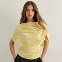 Gemma | Women's Draped Cowl Neck Cap Sleeve Summer Party Top