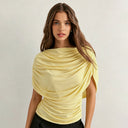 Gemma | Women's Draped Cowl Neck Cap Sleeve Summer Party Top