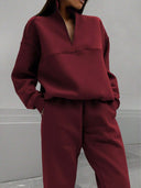 Georgina | Women's Half Zip Long Sleeve Jogger Two Piece Sweat Set