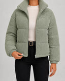 Gisella | Women's Zip Front Long Sleeve Corduroy Puffer Jacket