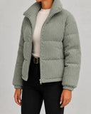 Gisella | Women's Zip Front Long Sleeve Corduroy Puffer Jacket