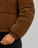 Gisella | Women's Zip Front Long Sleeve Corduroy Puffer Jacket