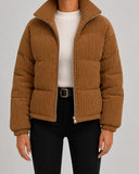 Gisella | Women's Zip Front Long Sleeve Corduroy Puffer Jacket