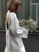 Giselle | Women's Oversized Crew Neck Backless Knit Sweater