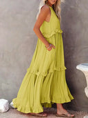 Gabriella | Women’s Tiered Ruffle Trim Sleeveless Maxi Summer Dress