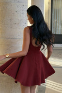 Hadassah | Women's Crew Neck Pleated Sleeveless Mini Party Dress