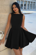 Hadassah | Women's Crew Neck Pleated Sleeveless Mini Party Dress