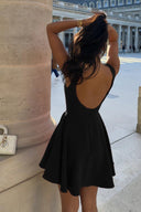 Hadassah | Women's Crew Neck Pleated Sleeveless Mini Party Dress