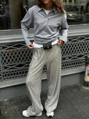 Haisley | Women's High Rise Sequin Wide Leg Party Glitter Pants
