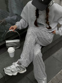 Haisley | Women's High Rise Sequin Wide Leg Party Glitter Pants