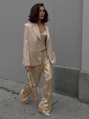 Haisley | Women's High Rise Sequin Wide Leg Party Glitter Pants