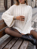 Halo | Women's Mock Neck Long Sleeve Cable Knit Sweater