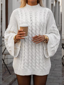Halo | Women's Mock Neck Long Sleeve Cable Knit Sweater