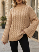 Halo | Women's Mock Neck Long Sleeve Cable Knit Sweater