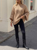 Halo | Women's Mock Neck Long Sleeve Cable Knit Sweater