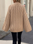 Halo | Women's Mock Neck Long Sleeve Cable Knit Sweater