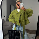Harriet | Women's High Neck Textured Belted Long Sleeve Jacket