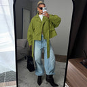 Harriet | Women's High Neck Textured Belted Long Sleeve Jacket