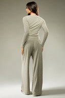 Hattie | Women's Striped Button Front Long Sleeve Two Piece Set