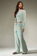 Hattie | Women's Striped Button Front Long Sleeve Two Piece Set