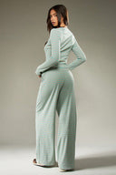 Hattie | Women's Striped Button Front Long Sleeve Two Piece Set