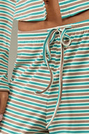 Hattie | Women's Striped Button Front Long Sleeve Two Piece Set